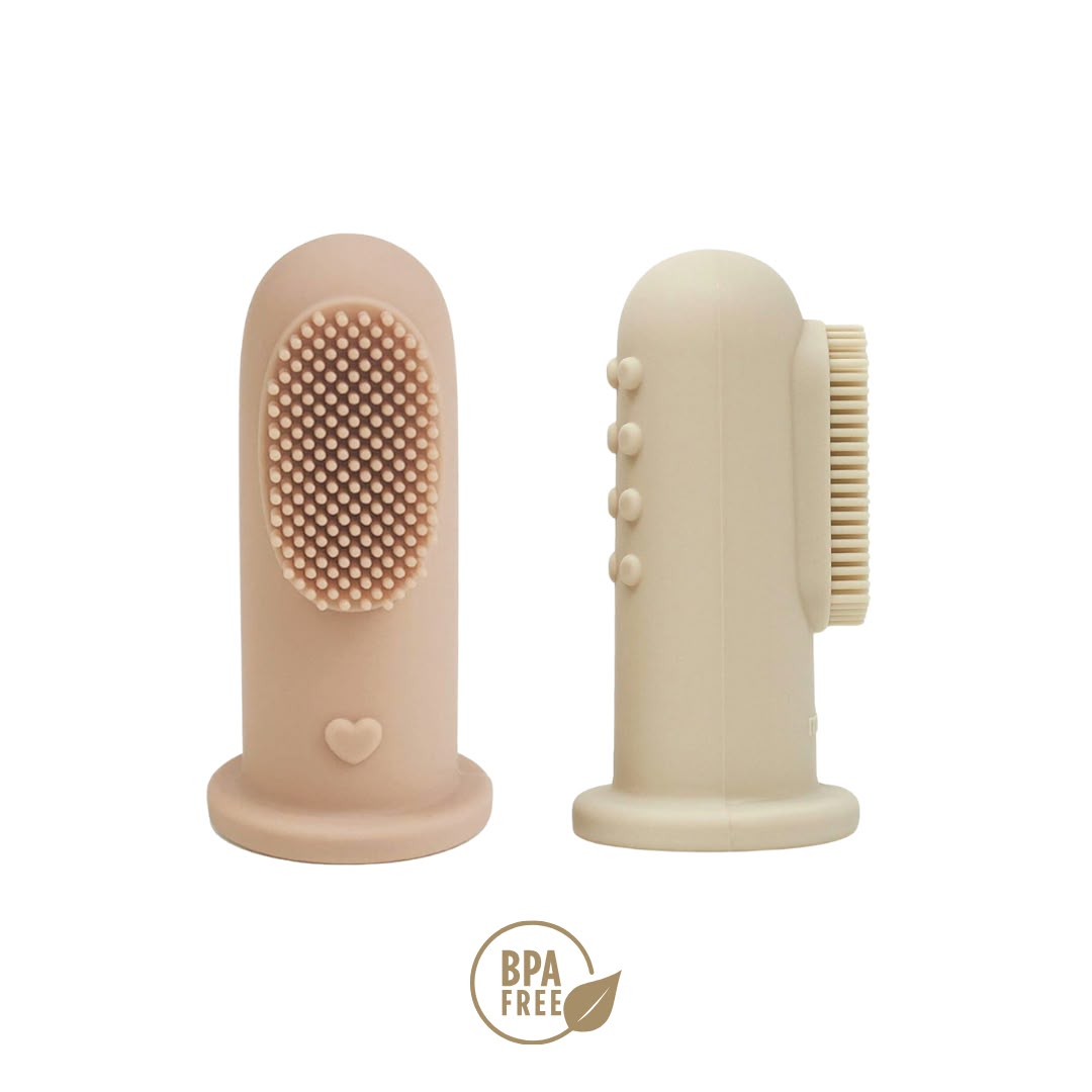Mushie Finger Toothbrush, a soft silicone oral care tool
