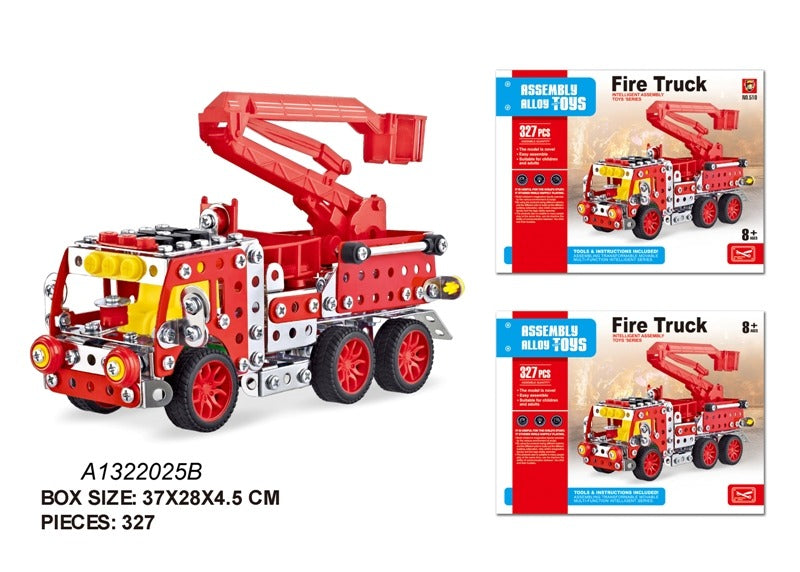 Fire truck metal building sticks set