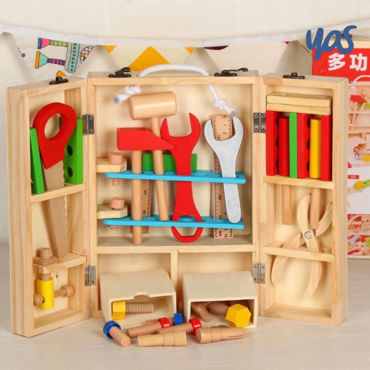 Wooden tool box play set