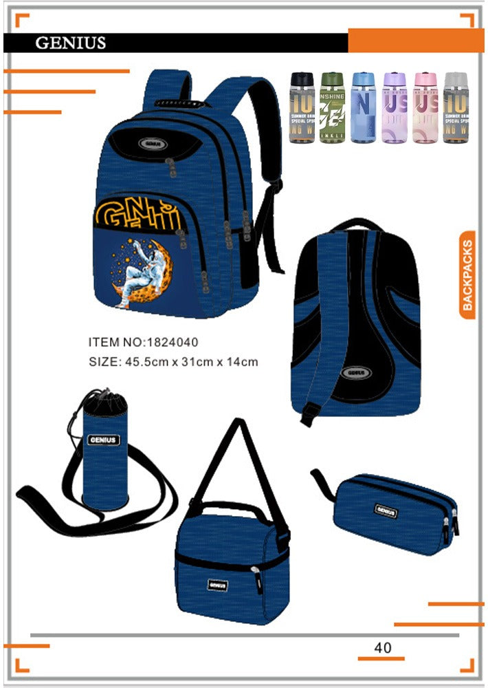 Astronaut Genius, School Bag, Set Of 5 Pcs, 18"