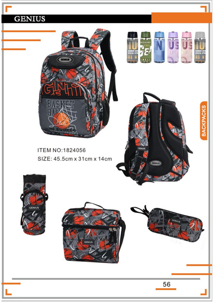 Basketball Genius, School Bag, Set Of 5 Pcs, 18"