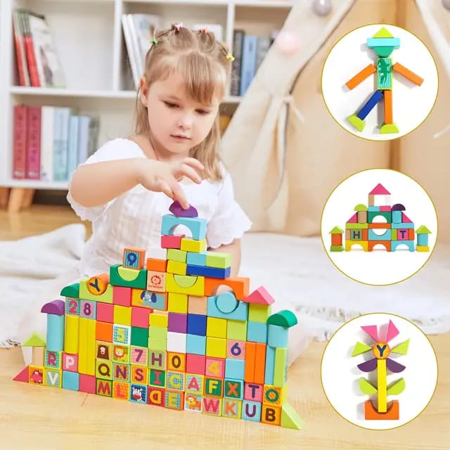 Building Blocks Sorting Bucket with numbers and letters