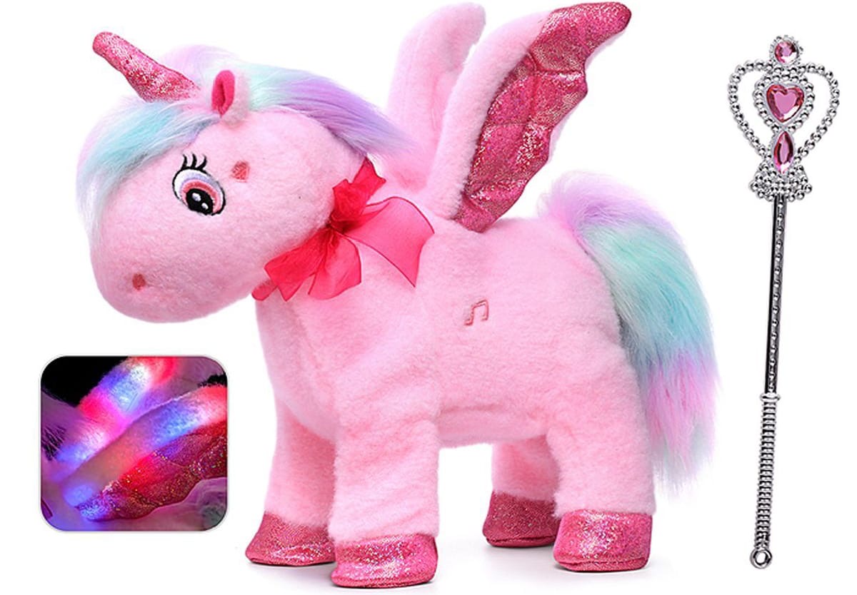 Pink plush unicorn toy