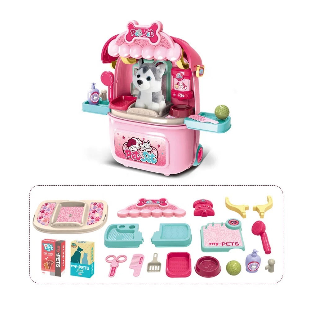 Pet toy dog vet set portable suitcase