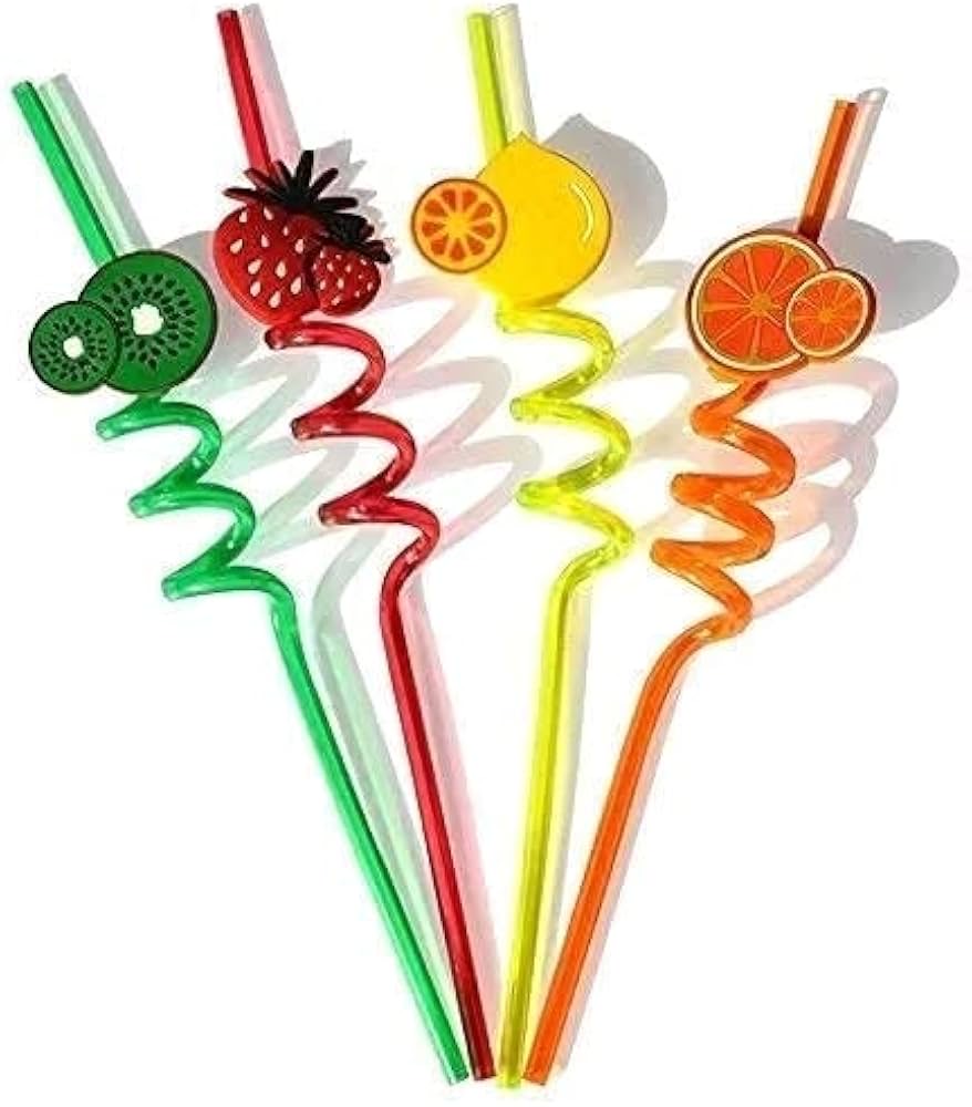 Fruit themed spiral straws
