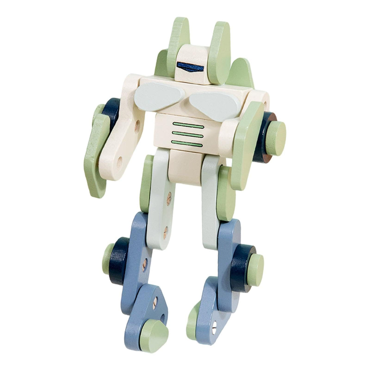Wooden building robot toy