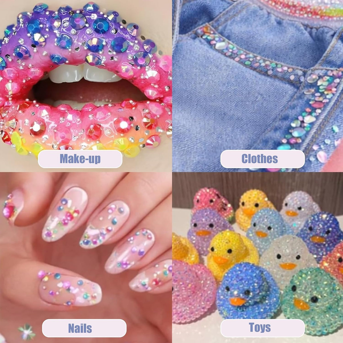 A multicolored resin flatback rhinestone bedazzling kit with tools.