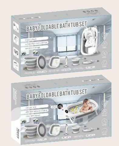 Baby foldable bath tub set