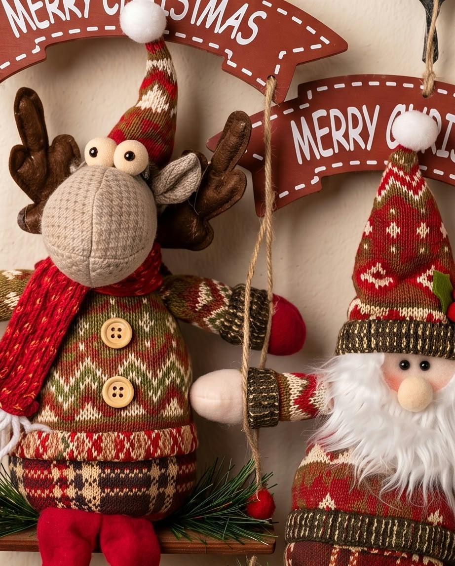 festive Christmas plush hanging swing
