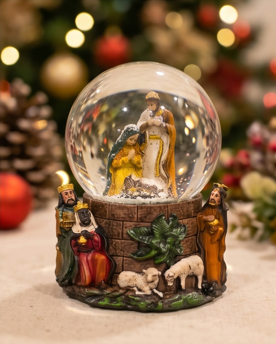 Nativity scene Christmas snow globe