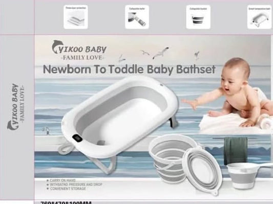 Baby foldable bath tub set