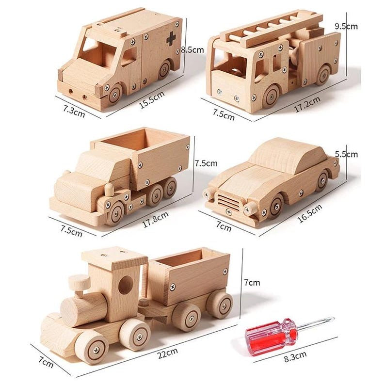 Wooden lego car