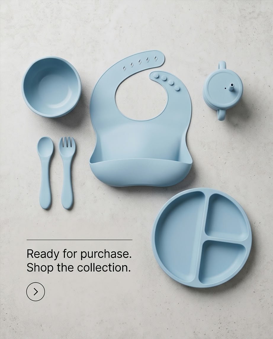 silicone baby feeding and self-weaning set.