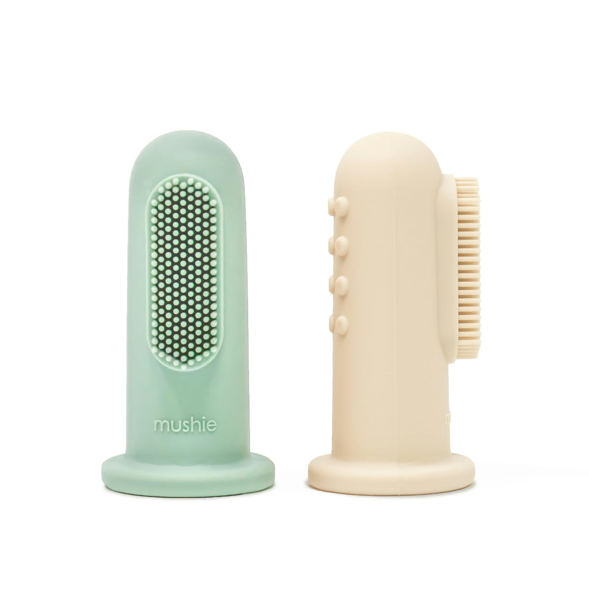 Mushie Finger Toothbrush, a soft silicone oral care tool