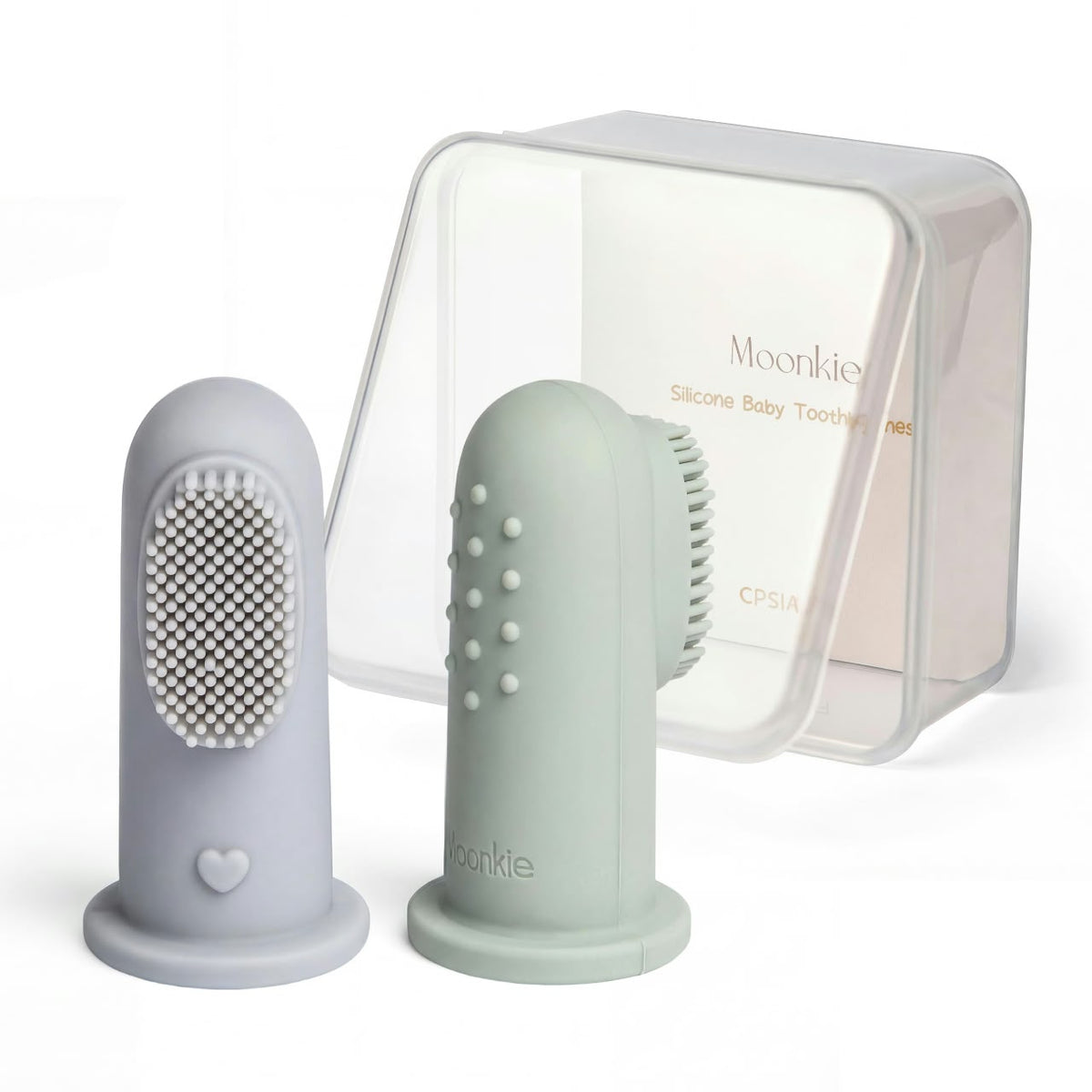 Mushie Finger Toothbrush, a soft silicone oral care tool