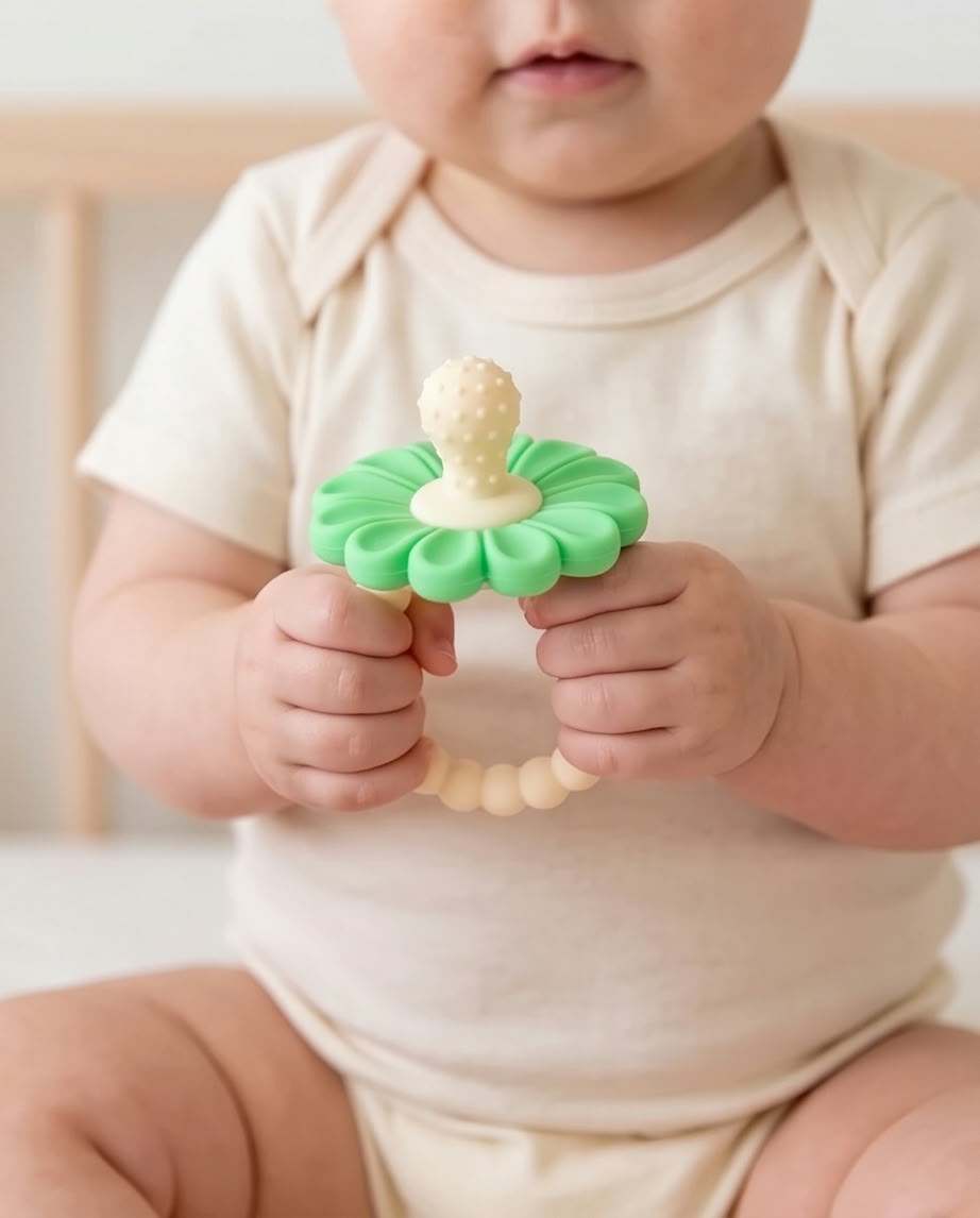 flower-shaped silicone baby teether