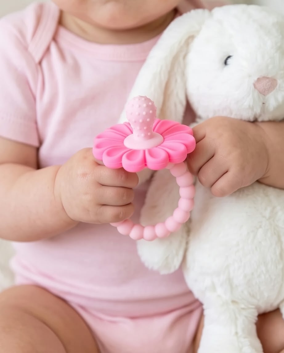 flower-shaped silicone baby teether