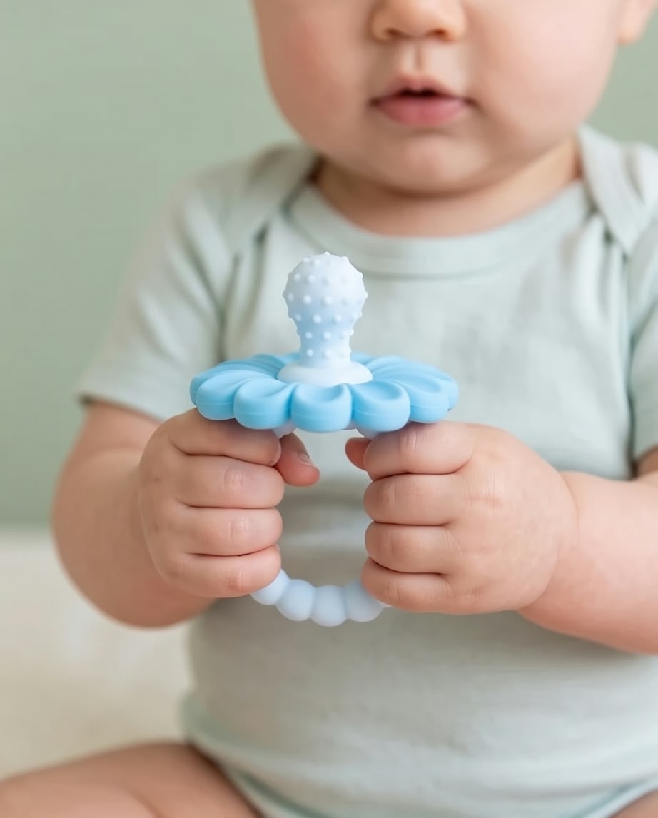 flower-shaped silicone baby teether