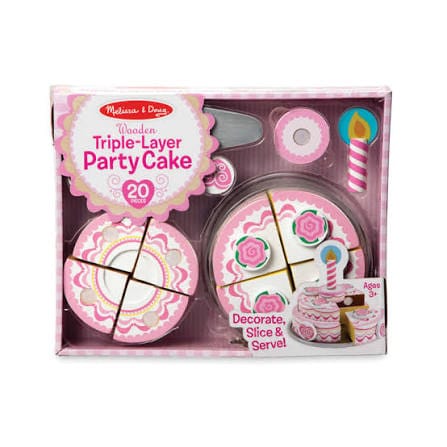 Melissa & Doug Triple-Layer Party Cake Wooden Play Food Set.