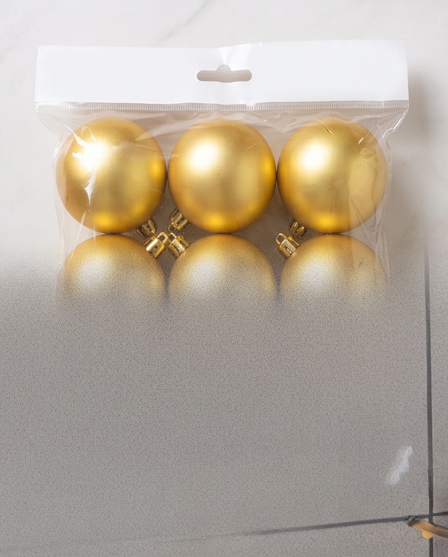 set of 6 matte silver plastic Christmas tree ball ornaments