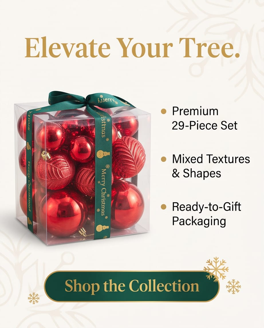 red shatterproof Christmas tree ball ornaments