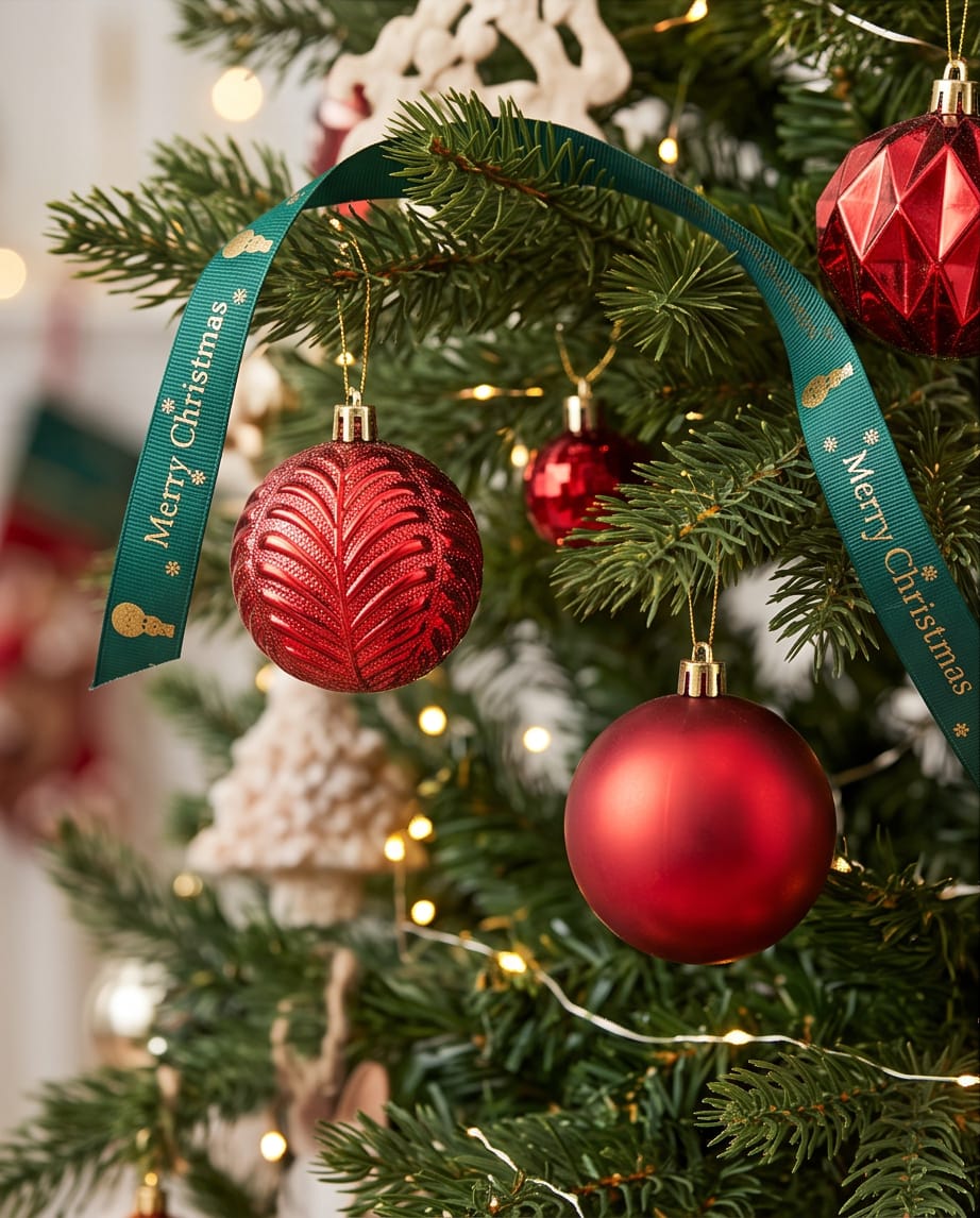 red shatterproof Christmas tree ball ornaments