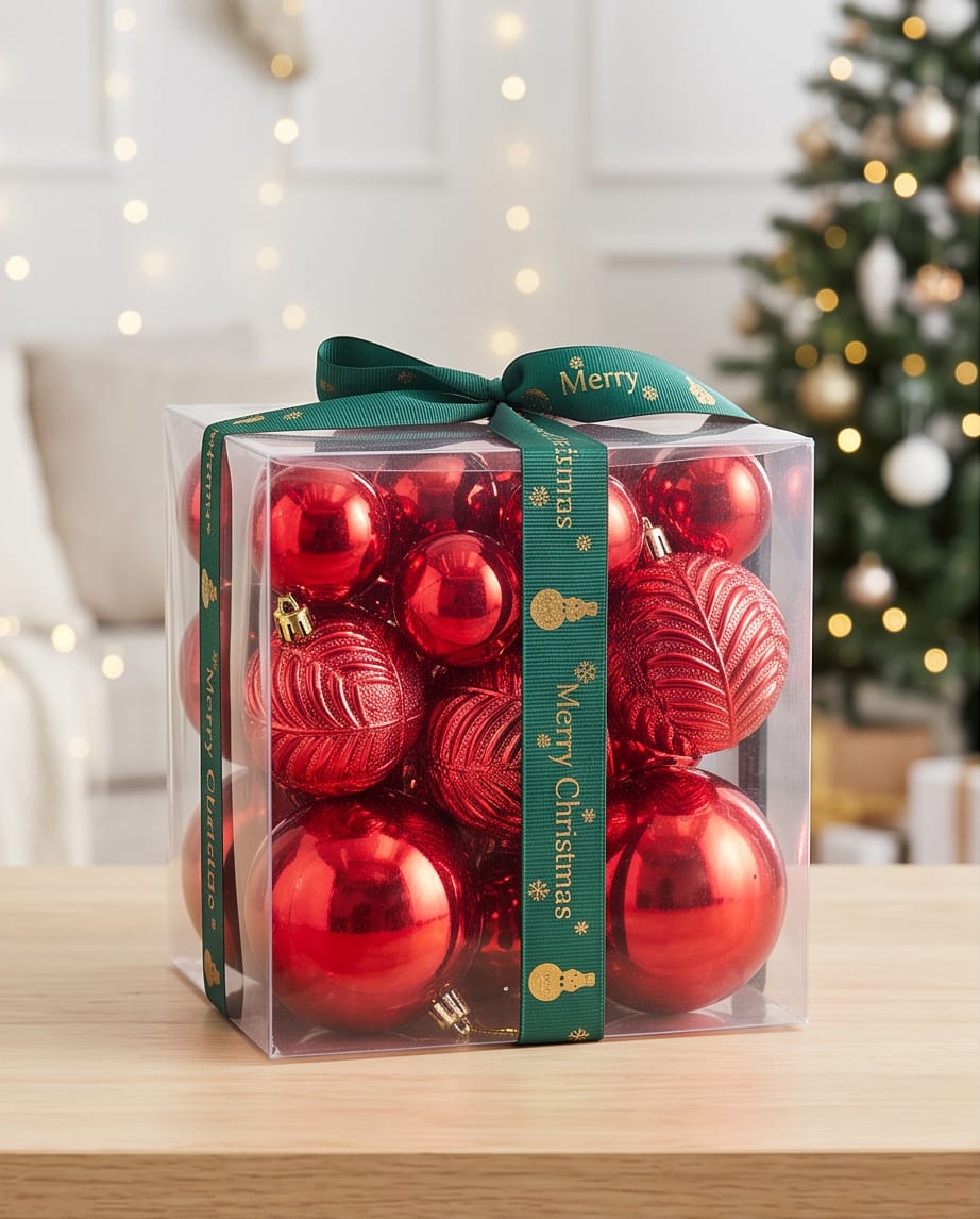 red shatterproof Christmas tree ball ornaments
