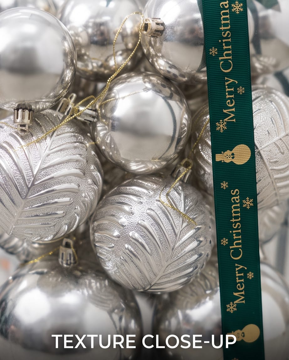 set of decorative silver Christmas baubles