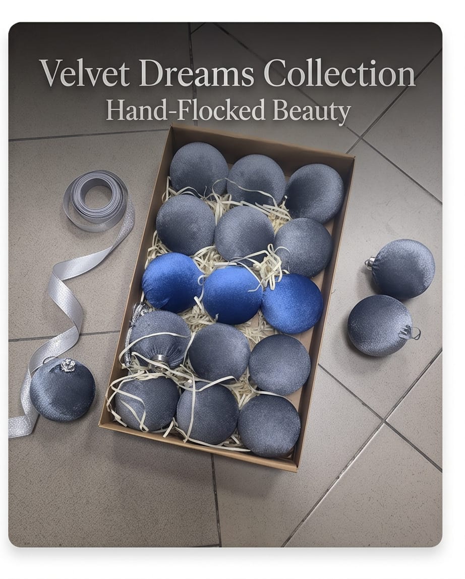 hand-flocked velvet Christmas tree ornaments