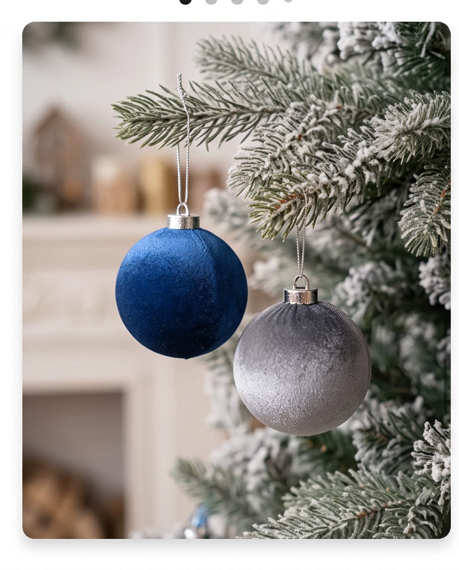 hand-flocked velvet Christmas tree ornaments