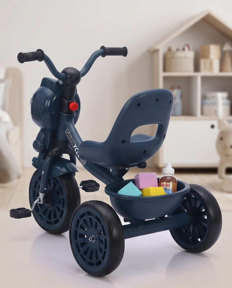 children's three-wheeled tricycle featuring a stylized Spider-Man