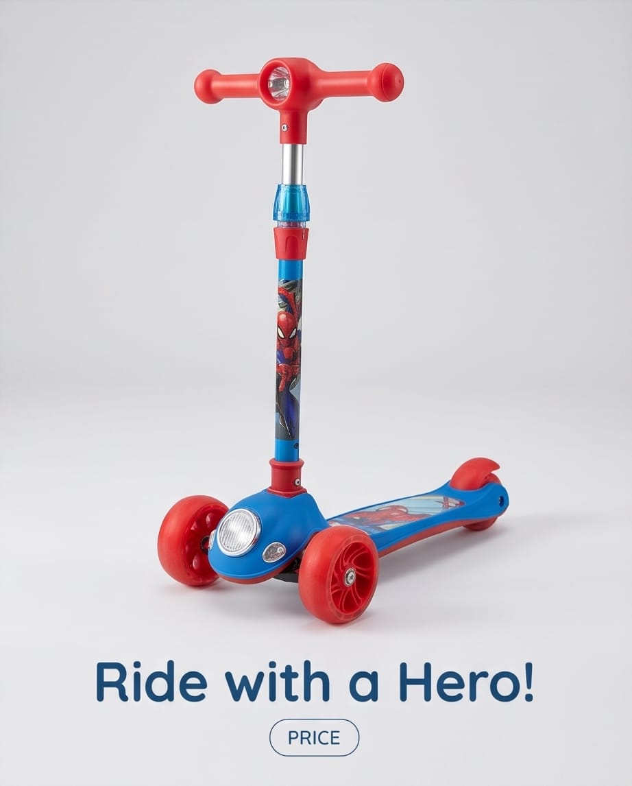 Marvel Spider-Man 3-wheel foldable twist scooter