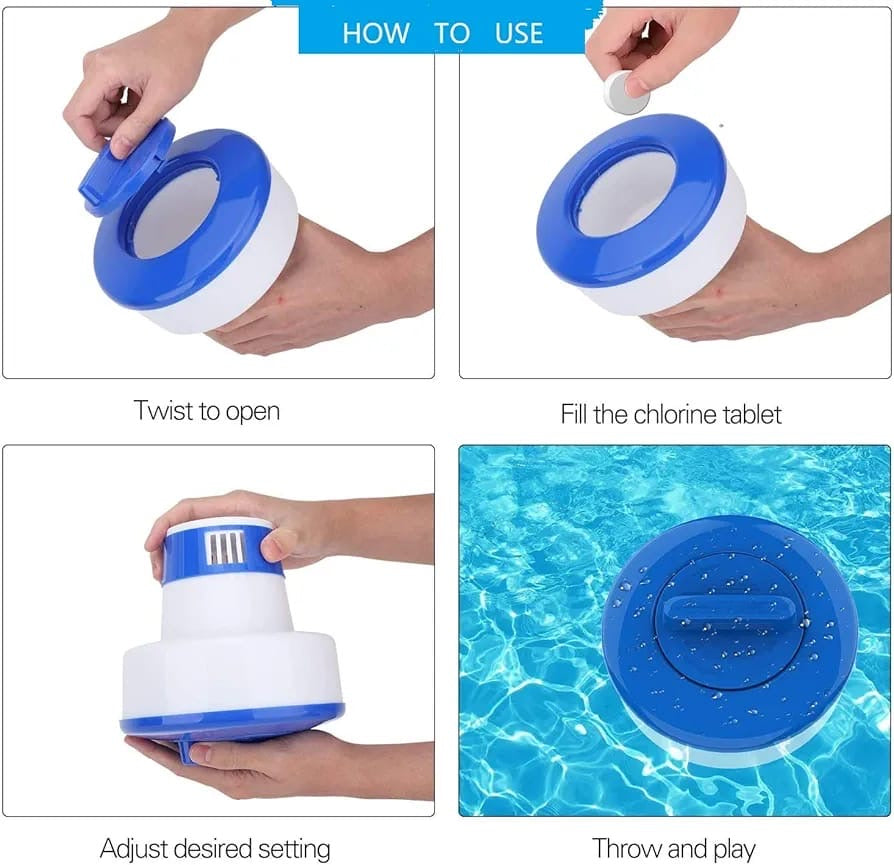 Floating chlorine dispenser for swimming pool and spas