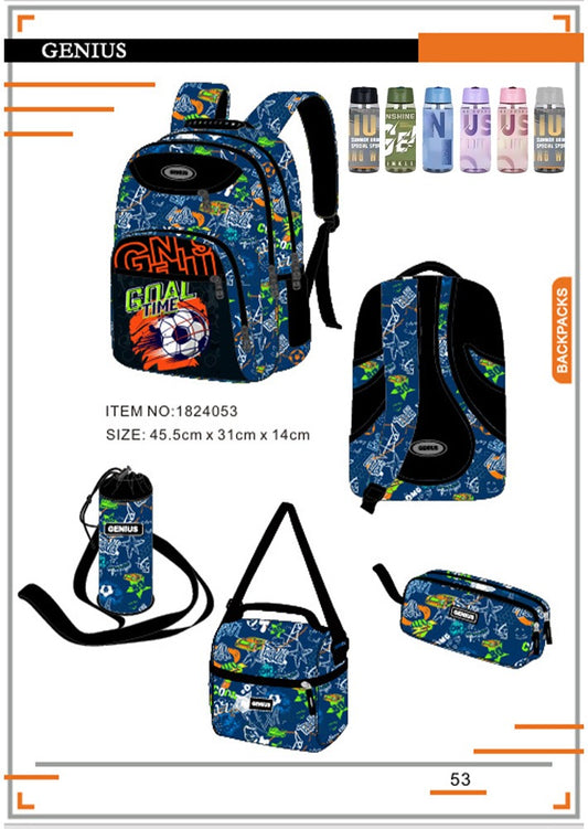 Genius, School Bag, Set Of 5 Pcs, 18"