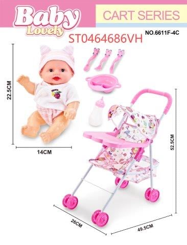 Baby lovely doll and stroller cart series