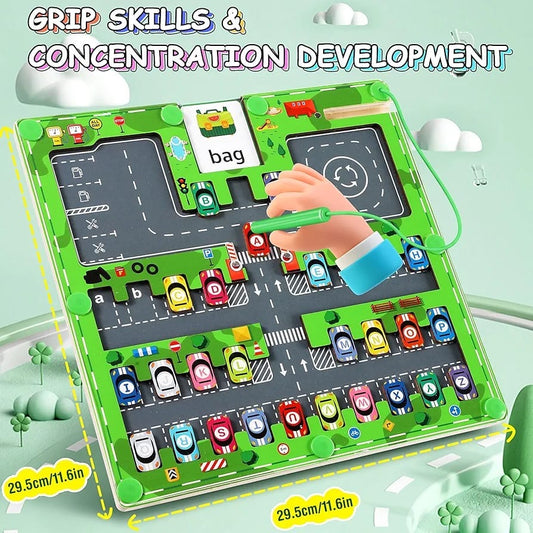 Magnetic car maze board