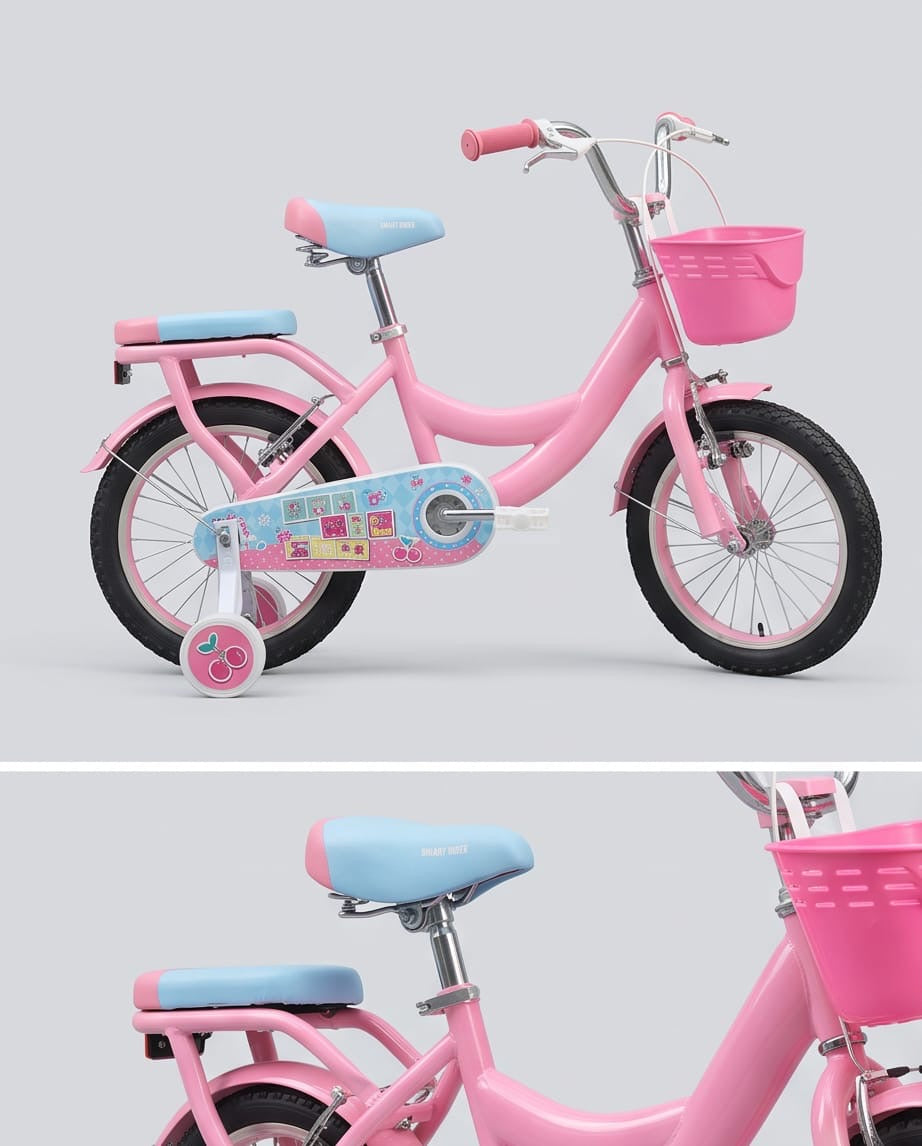 Pink and light blue bicycle