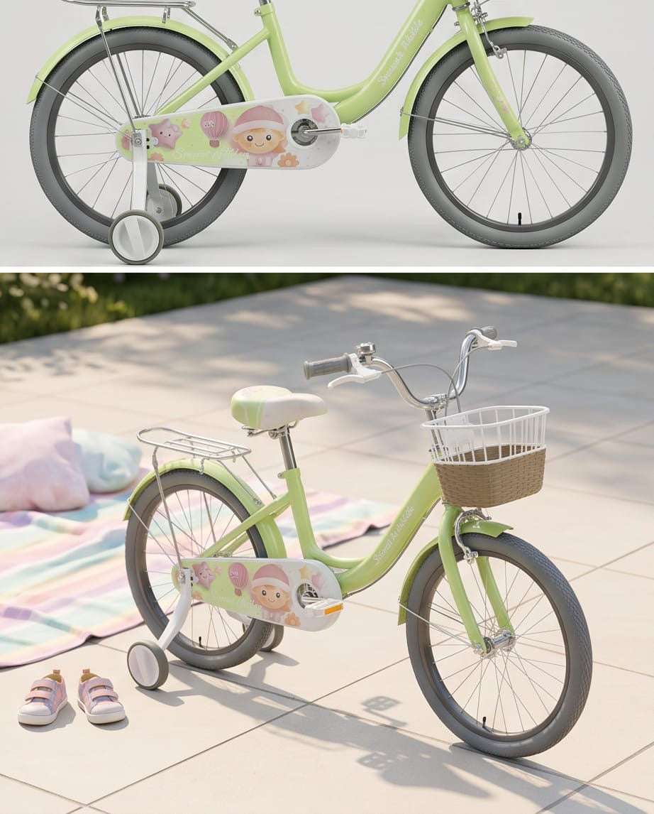 Lime green kids bicycle