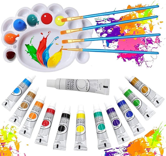 Acrylic paint and palette set
