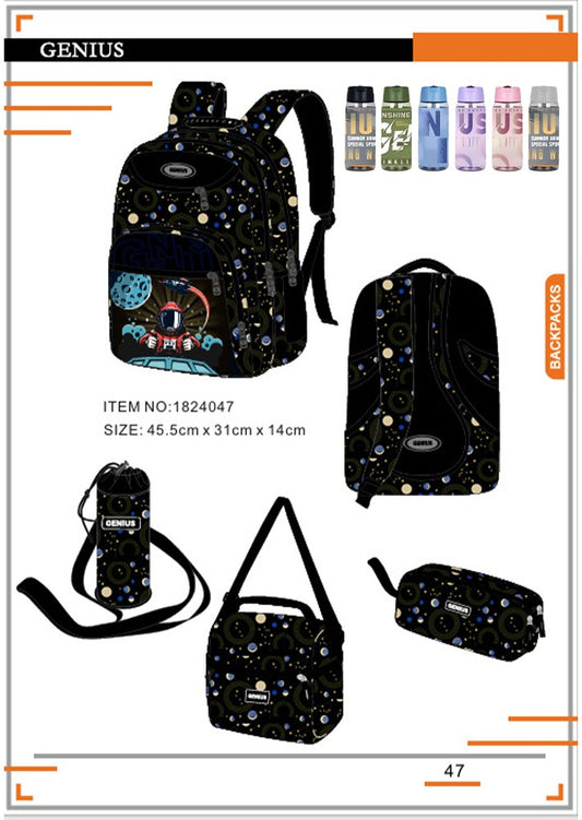 Planets Genius, School Bag, Set Of 5 Pcs, 18"
