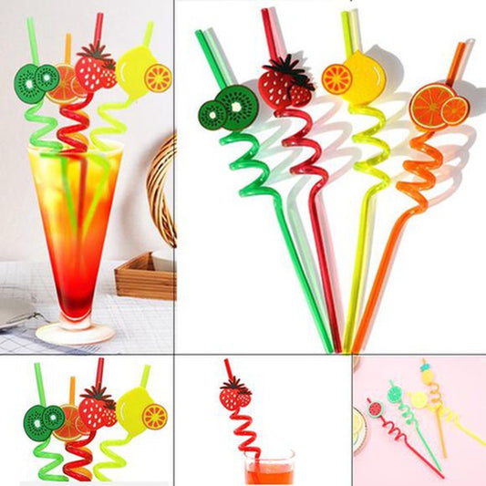 Fruit themed spiral straws
