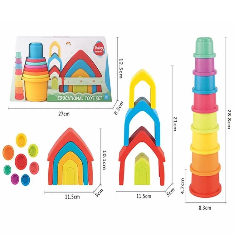 House and cup stacking education toys set