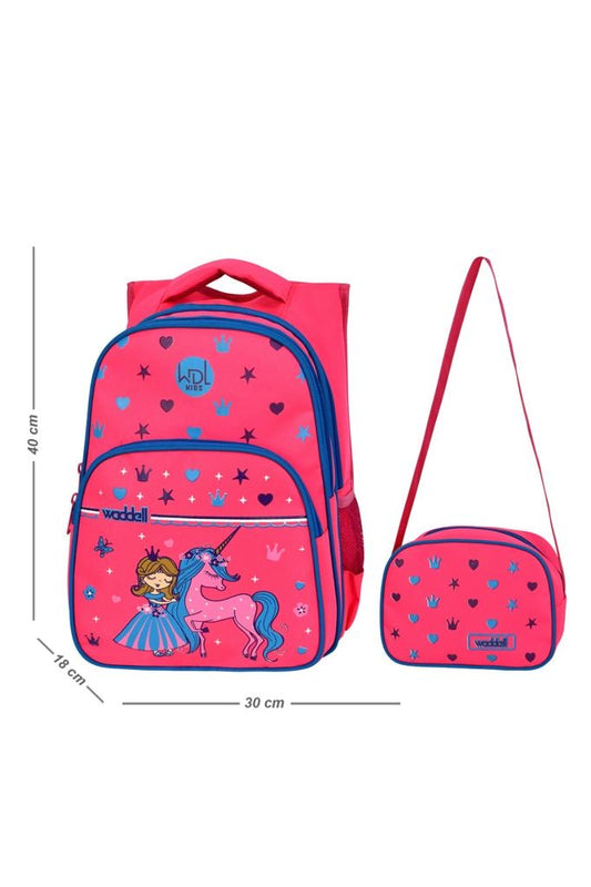 Waddell Bag Cute Fuchsia Kids School Bag And Lunch Box Set