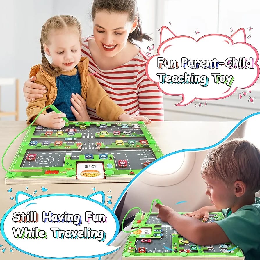 Magnetic car maze board