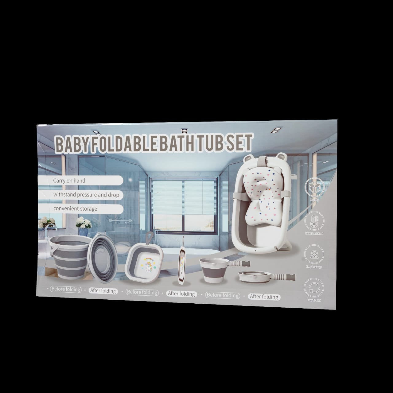 Baby foldable bath tub set