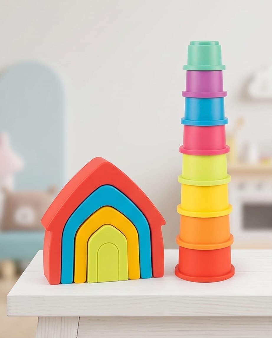House and cup stacking education toys set