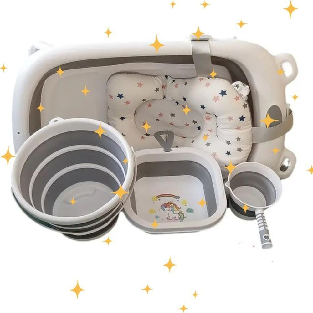 Baby foldable bath tub set