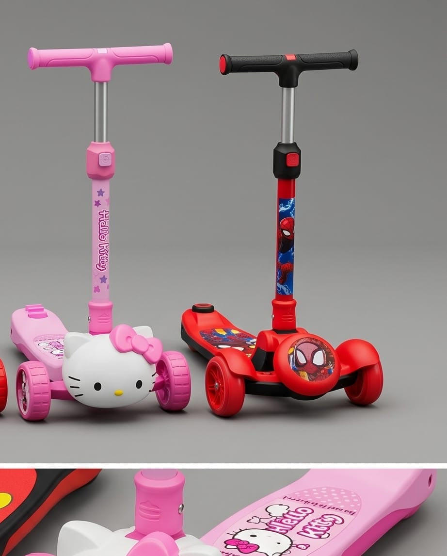 Character themed three wheel scooter