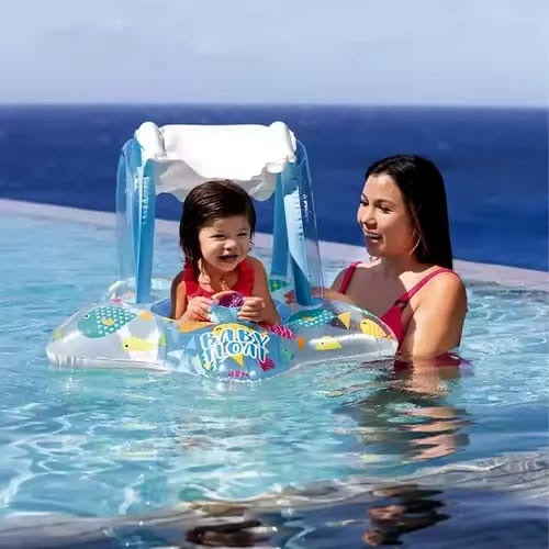 Inflatable swim trainer seat ring