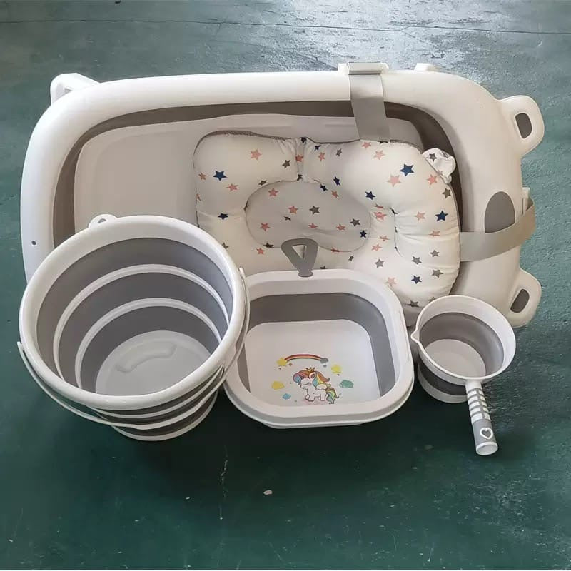 Baby foldable bath tub set